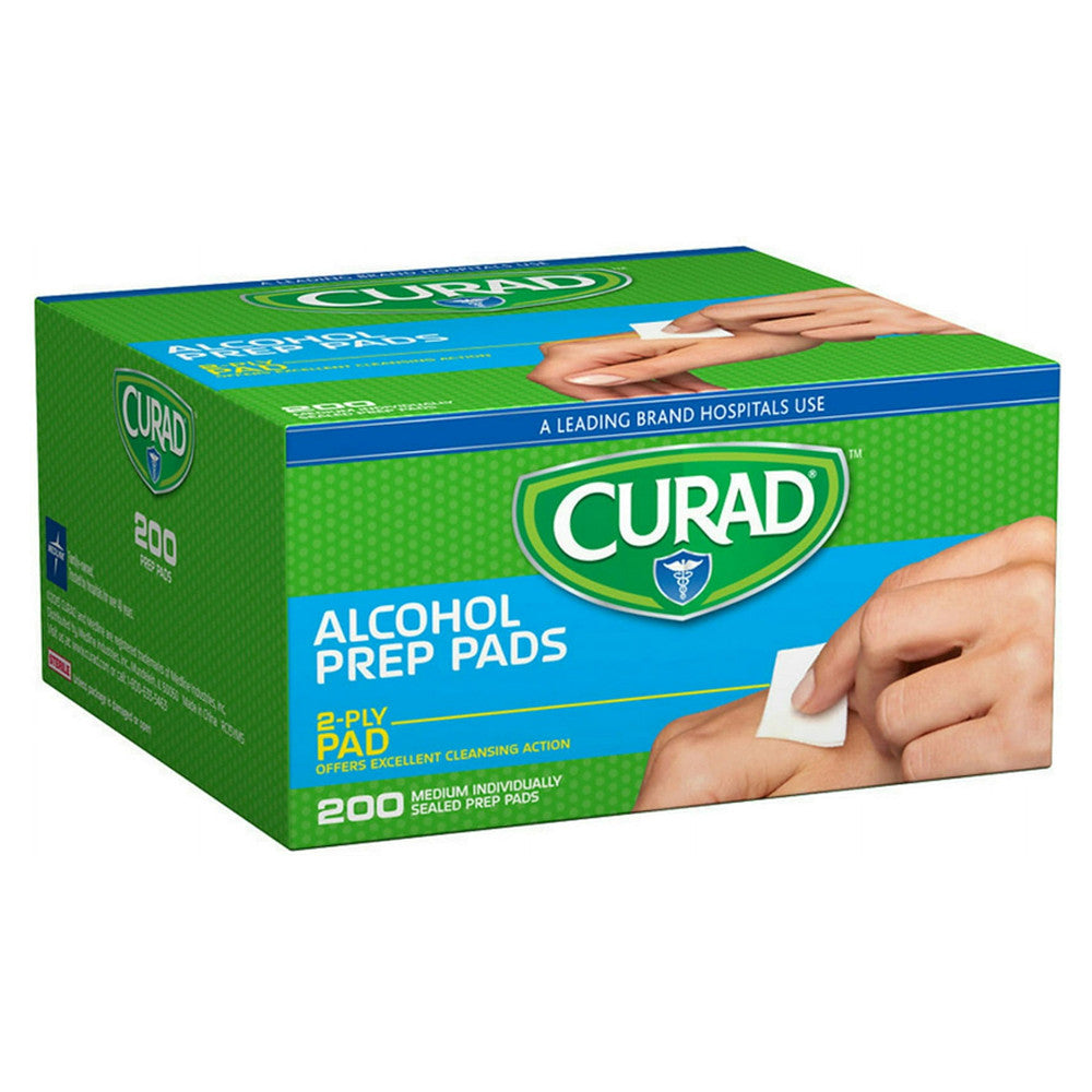 Curad Alcohol Prep Pads Swabs Antiseptic Wipes, 200 Ea